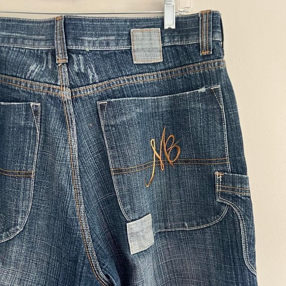 Y2K MAKAVELI X TUPAC PAINT SPLATTER PATCHWORK JEANS - Picture 6 of 8